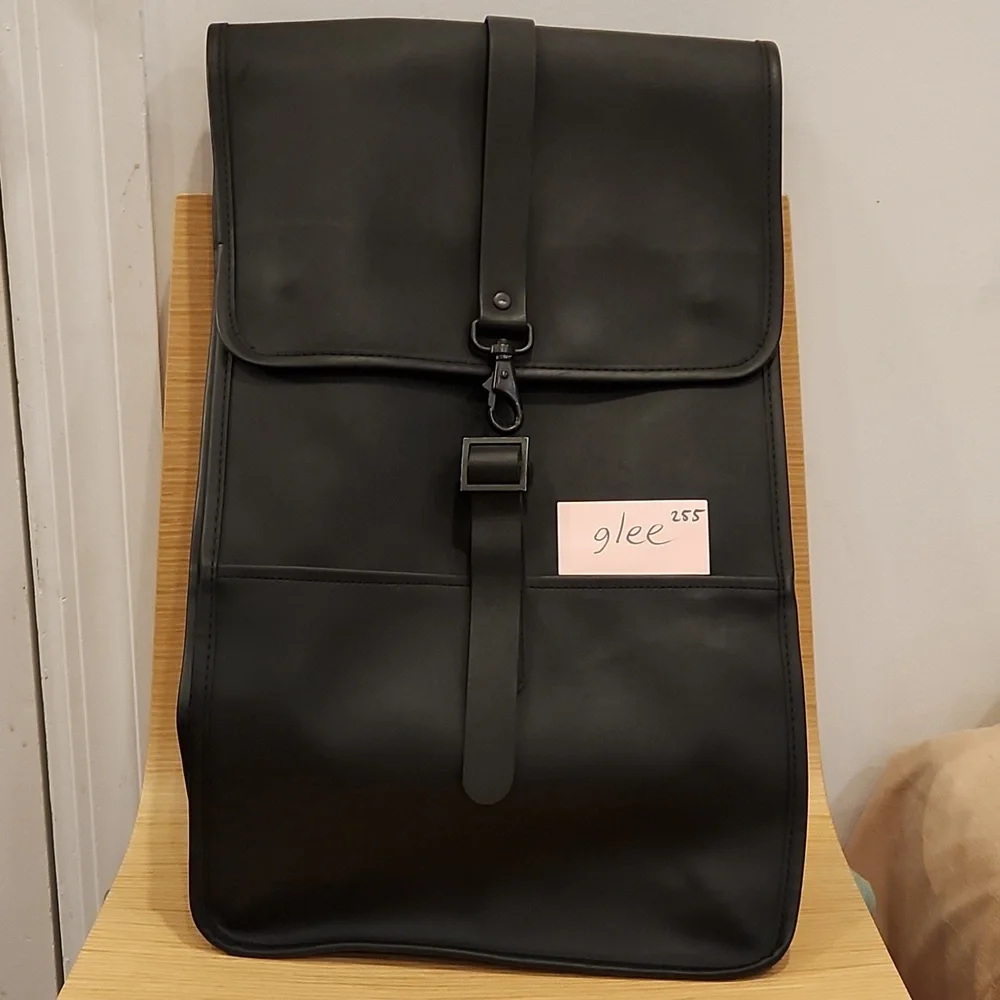 Rains Black Minimalist Waterproof Backpack